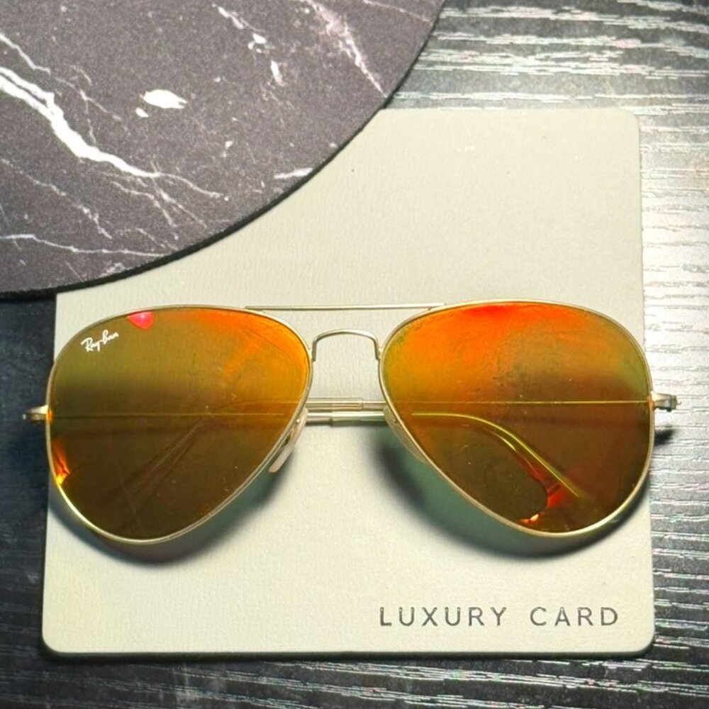 Ray-Ban RB3025 Aviator Sunglasses 58mm | Gold Frame Orange Mirror Lens
